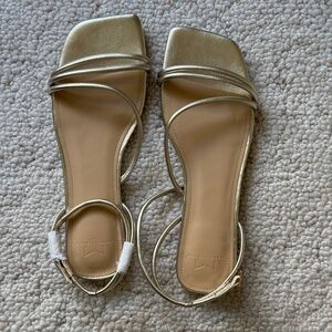 Brand New Marc Fisher Gold Ankle Strap Sandals Size 8.5